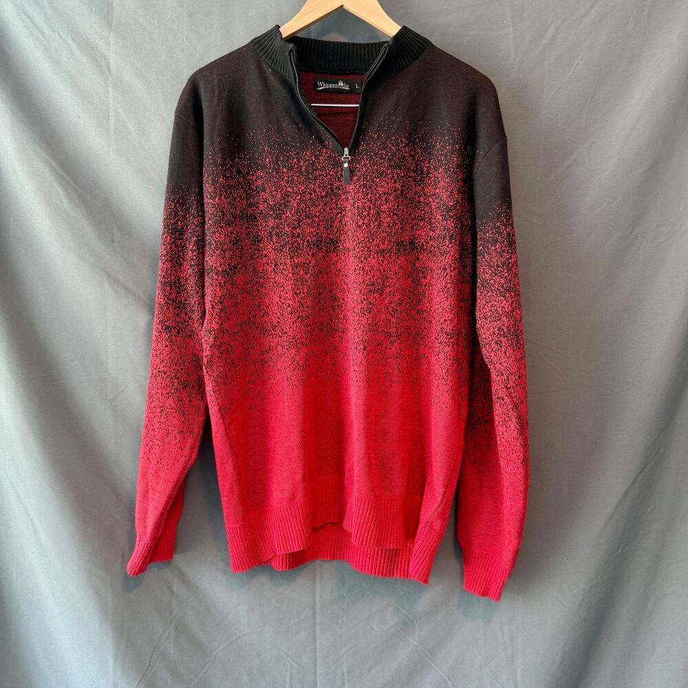 Whipper In Red Black Gradient Quarter Zip Sweater Men’s Large